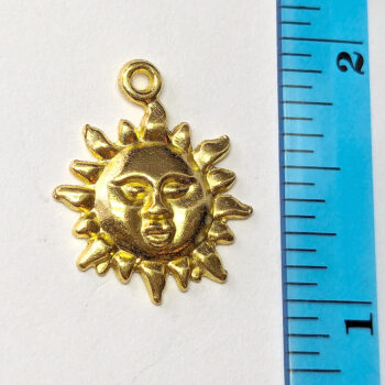 Sun With Face Charm Antique Gold - Image 2