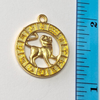 Leo Zodiac Round Charm Antique Gold - Image 2