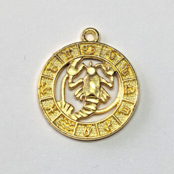 Cancer Zodiac Round Charm Antique Gold