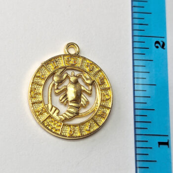 Cancer Zodiac Round Charm Antique Gold - Image 2