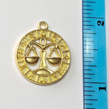 Libra Zodiac Round Charm Antique Gold - Image 2