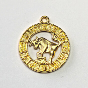 Taurus Zodiac Round Charm Antique Gold