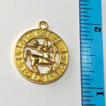 Sagittarius Zodiac Round Charm Antique Gold - Image 2