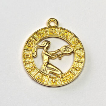 Virgo Zodiac Round Charm Antique Gold