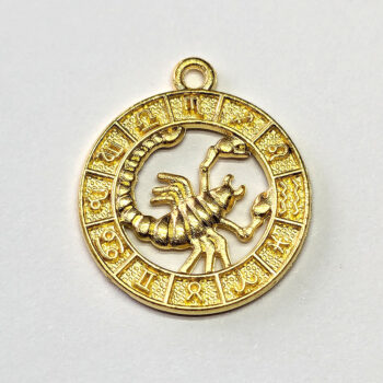 Scorpio Zodiac Round Charm Antique Gold