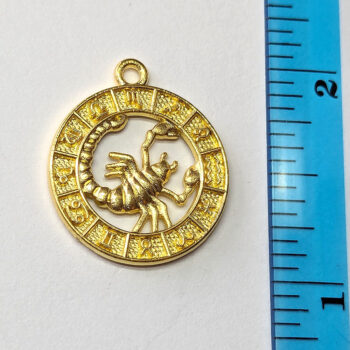 Scorpio Zodiac Round Charm Antique Gold - Image 2