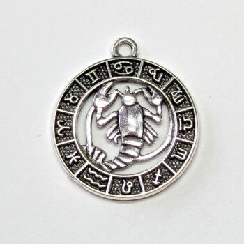 Cancer Zodiac Round Charm Antique Silver