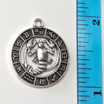 Cancer Zodiac Round Charm Antique Silver - Image 2