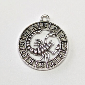 Scorpio Zodiac Round Charm Antique Silver - Image 4