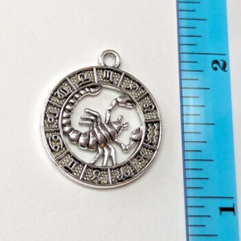 Scorpio Zodiac Round Charm Antique Silver - Image 5