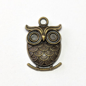 Antique Bronze Cute Round Owl Charm