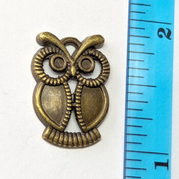 Antique Bronze Cute Hollow Owl Charm - Image 2