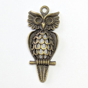 Large Hollow Owl With Feathers Antique Bronze