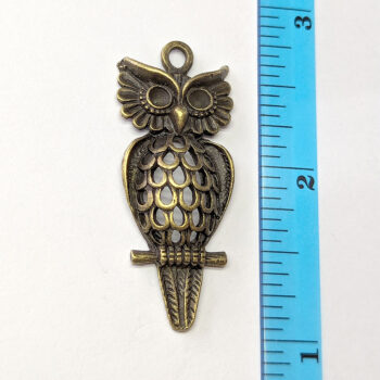 Large Hollow Owl With Feathers Antique Bronze - Image 2