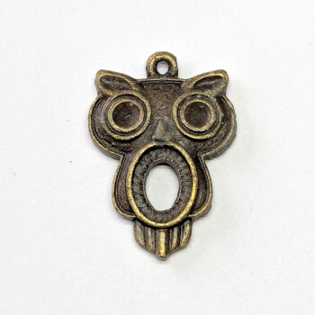 Antique Bronze Hollow Big Eyes Owl Charm