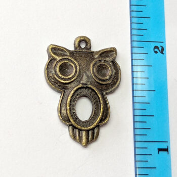 Antique Bronze Hollow Big Eyes Owl Charm - Image 2