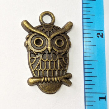 Antique Bronze Oval Owl on a Branch Charm - Image 2