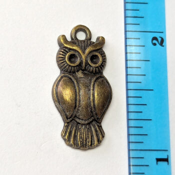 Antique Bronze Narrow Owl Charm - Image 2