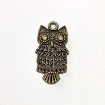 Antique Bronze Square Owl Charm