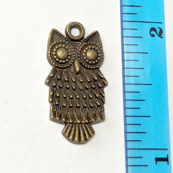 Antique Bronze Square Owl Charm - Image 2