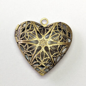 Antique Bronze Hollow Filigree Heart Locket Pendant