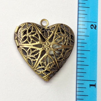 Antique Bronze Hollow Filigree Heart Locket Pendant - Image 2