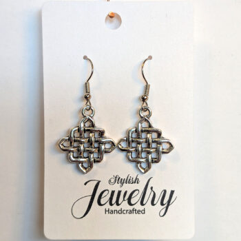 Celtic Knot Diamond Antique Silver Earrings - Image 4