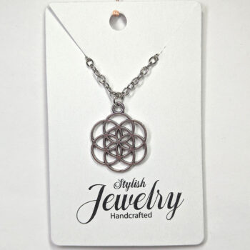 Large Celtic Knot Charm Round Antique Silver Necklace - Image 5