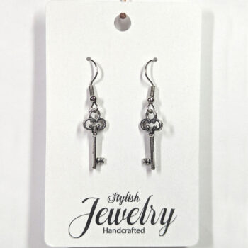 Antique Silver Small Master Key Earrings - Image 5