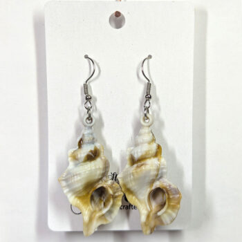 Acrylic Marble Cream Brown Marble Tulip Shell Earrings - Image 4