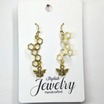 Antique Gold Bee With Hive Earrings - Image 5