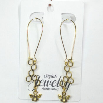 Antique Gold Bee With Hive Earrings - Image 6