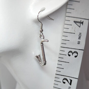 Saxophone Musical Instrument Antique Silver Earrings - Image 2