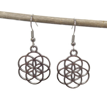 Large Celtic Knot Charm Round Antique Silver Earrings