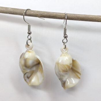 Acrylic Marble Cream Brown Marble Volute Shell Earrings