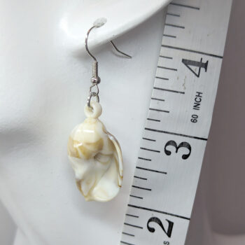 Acrylic Marble Cream Brown Marble Volute Shell Earrings - Image 2