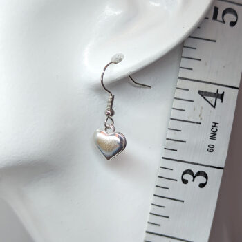 Antique Silver Dainty Small Heart Earrings - Image 2