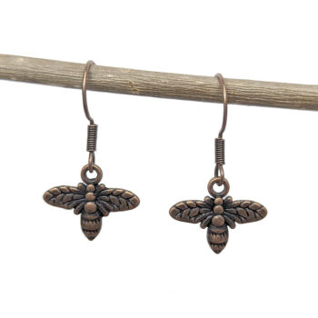 Antique Copper Dainty Bee Earrings