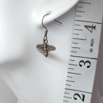 Antique Copper Dainty Bee Earrings - Image 2