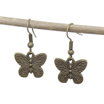 Small Butterfly Antique Bronze Earrings