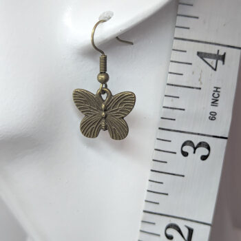 Small Butterfly Antique Bronze Earrings - Image 2