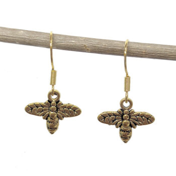 Antique Gold Dainty Bee Earrings