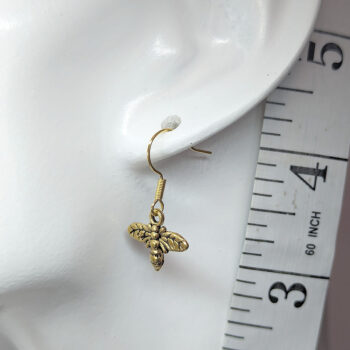 Antique Gold Dainty Bee Earrings - Image 2