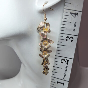 KC Gold Cascading Quintuple Orchid Flower Earrings - Image 2