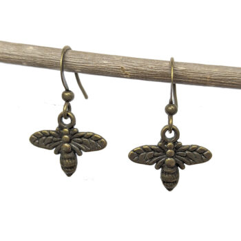 Antique Bronze Dainty Bee Earrings