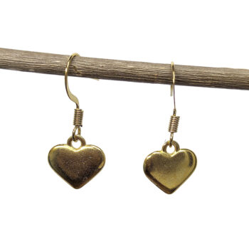 Antique Gold Dainty Small Heart Earrings