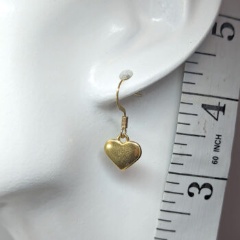 Antique Gold Dainty Small Heart Earrings - Image 2