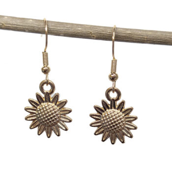 Small Patchwork Sunflower Flower Earrings KC Gold