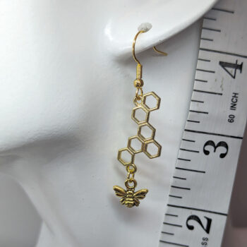 Antique Gold Bee With Hive Earrings - Image 2