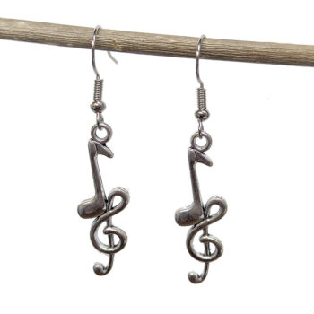 Antique Silver Musical Notes Vintage Style Earrings